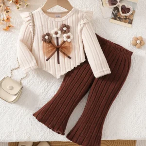 Baby girl bell bottom pants set