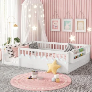 Full Toddler Floor Bed with High Rails